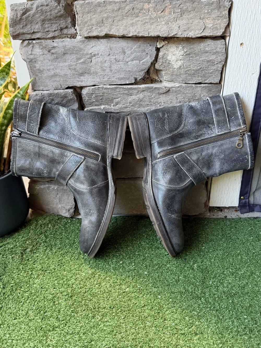 Roan By Bed Stu Becca Distressed Black Leather Women’s Boots